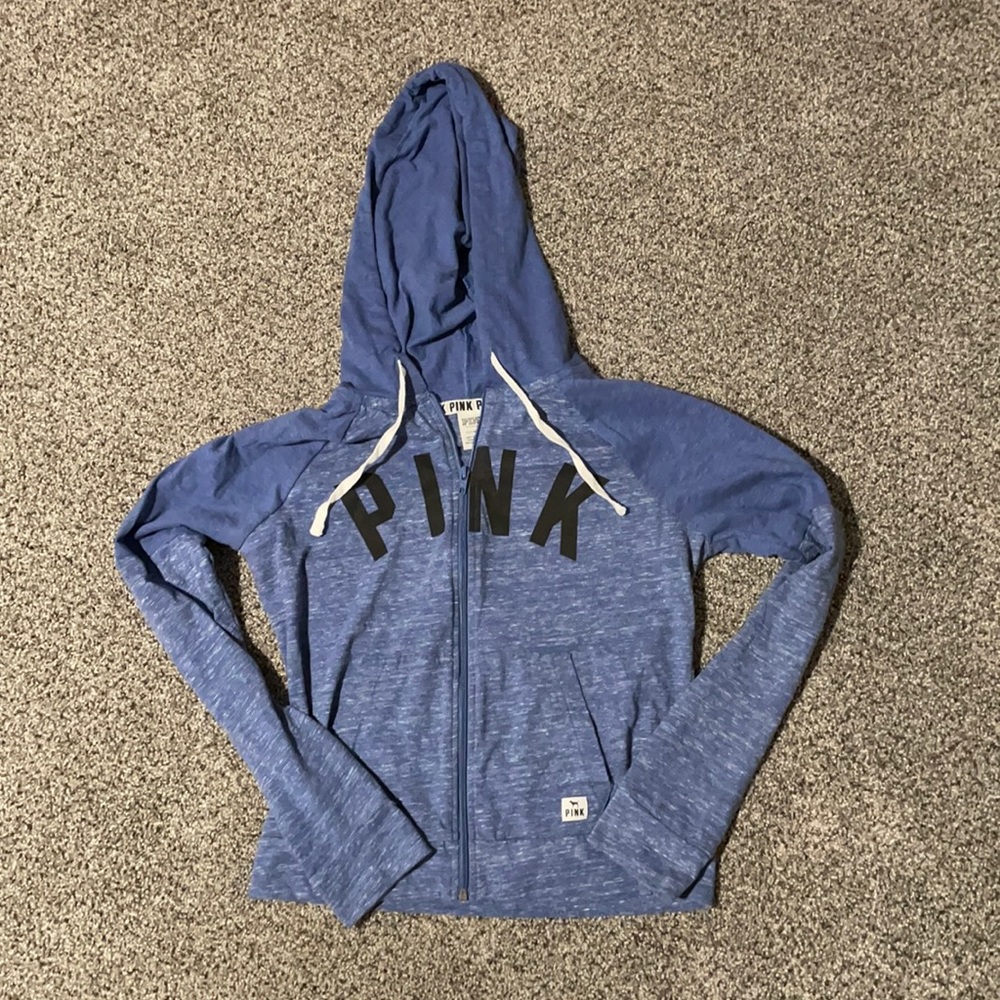 PINK Victoria’s Secret blue zip down hoodie 💙